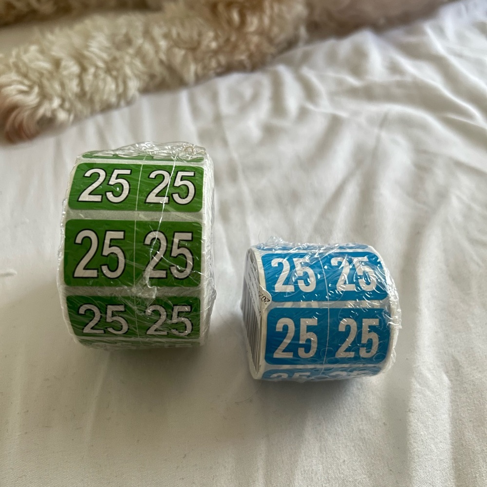 Green and Blue Numbered Stickers